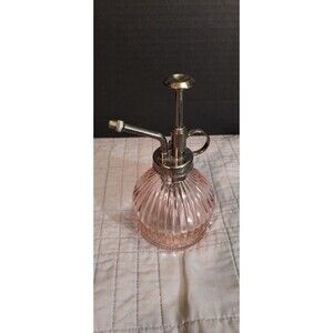 Place & Time Glass Spray Bottle -Plant Mister Pink Color- Ribbed Glass 